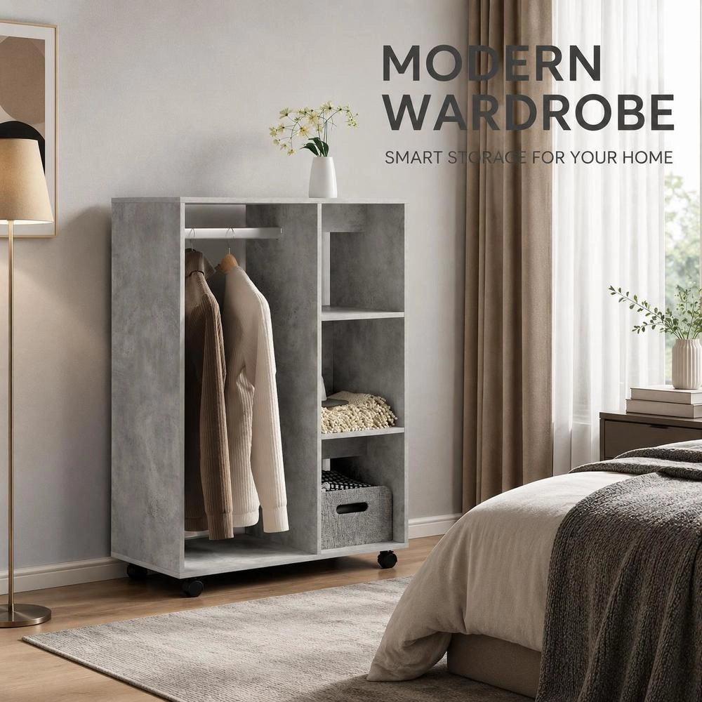 Wardrobe Concrete Grey 80x40x110 Cm Wood-based Material