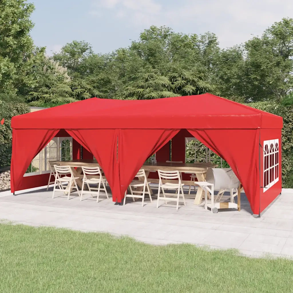 Tenda per Feste Pieghevole con Pareti Laterali-Tenda Gazebo Rosso 3x6 m 481903