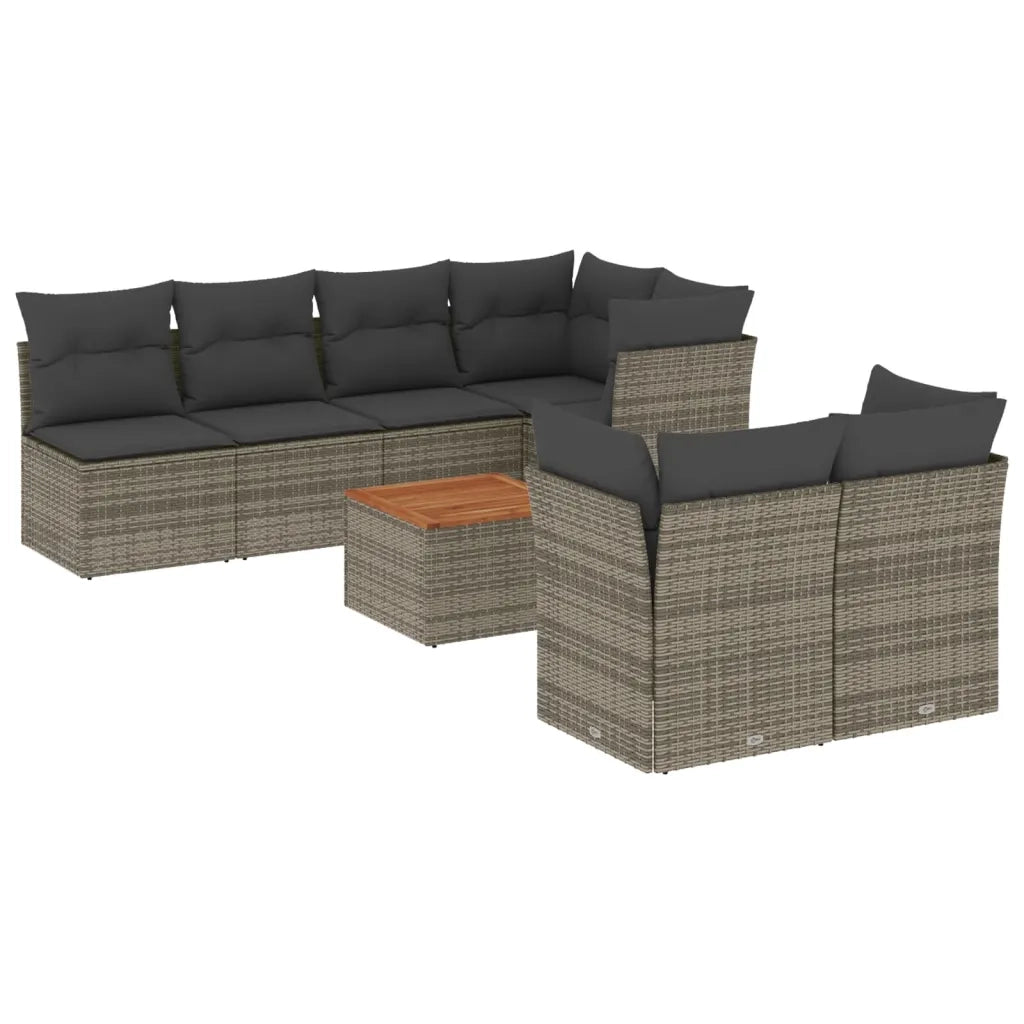 Set Divano da Giardino 8 pz con Cuscini Grigio in Polyrattan 3223519