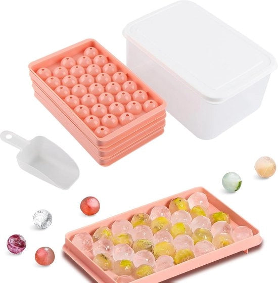 Iscrizione per cubetti di ghiaccio a forma rotonda 33 x 3 pezzi mini-iscrizioni per cubetti di ghiaccio con coperchio e maniglia per cubetti di ghiaccio ripiegabile - per il raffreddamento di bevande caffè succo cubetti di ghiaccio