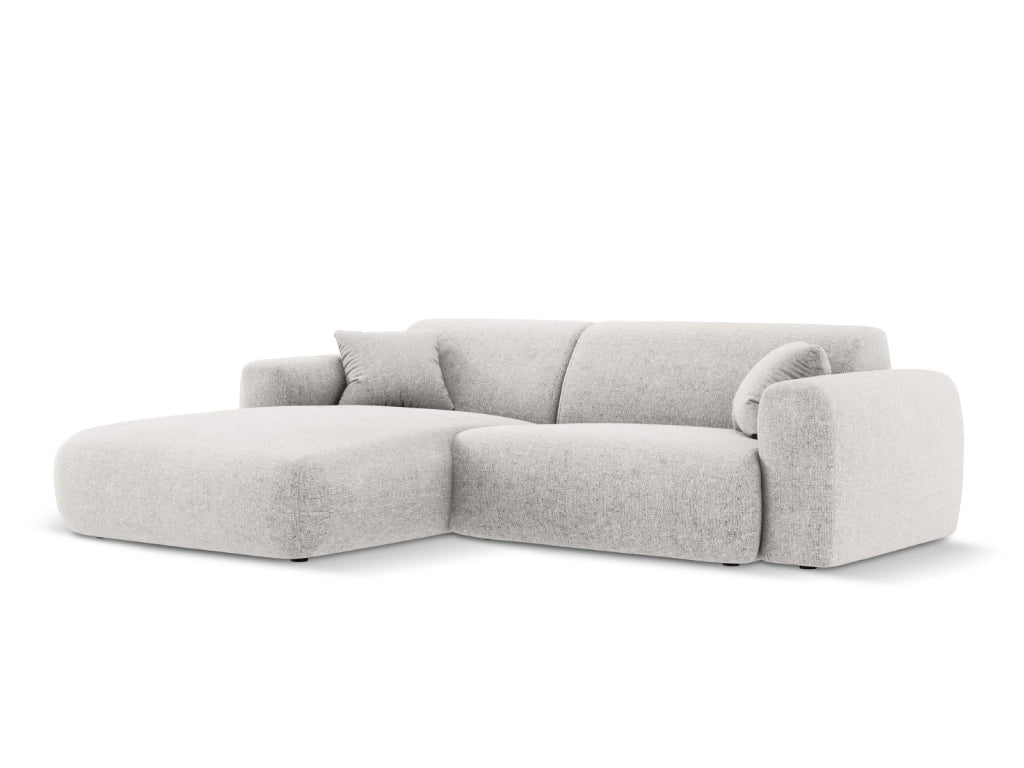 Cosmopolitan Design - Divano angolare sinistro "Nolio" 4 posti in ciniglia grigio chiaro 