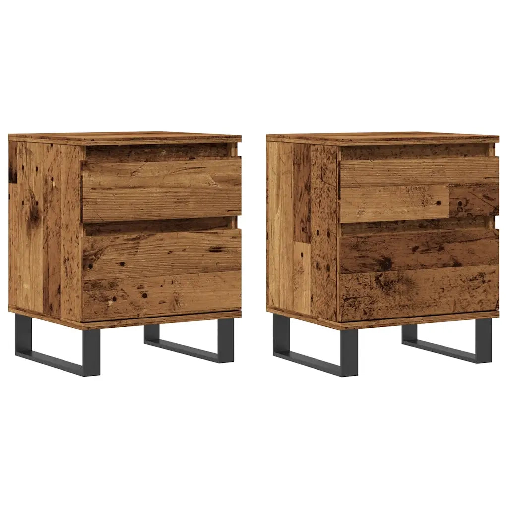 Comodini 2pz-Set di 2 Tavolino da notte Legno Antico 40x35x50 cm in Legno Multistrato 983704