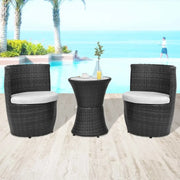 Set da Bistrot 3 pz con Cuscini in Polyrattan Nero cod mxl 50941