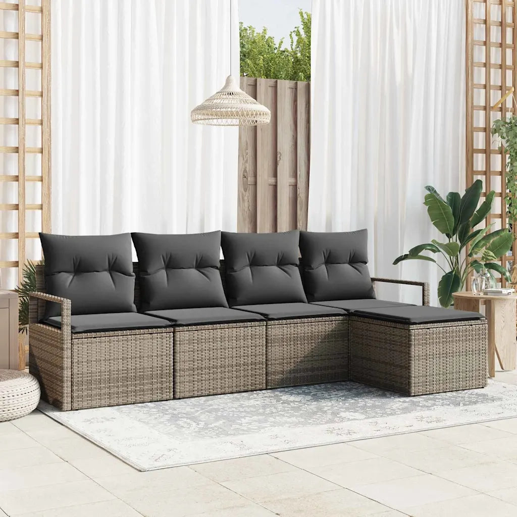 Set di divani con cuscino 5 pcs Grigio polyrattan 3355008