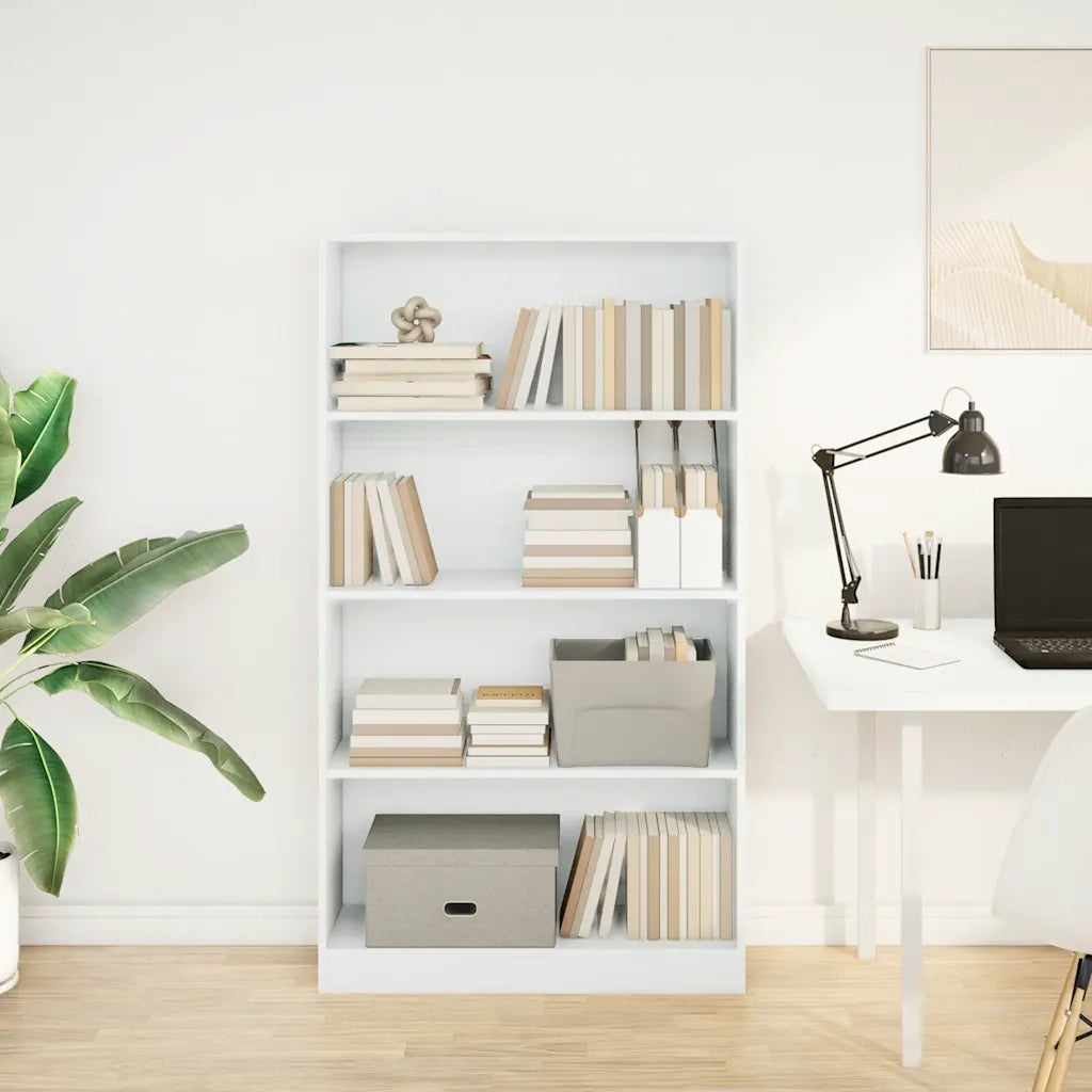 Libreria-Scaffale per Libri-Mobile di Stoccaggio Bianca 80x24x143 cm in Legno Multistrato