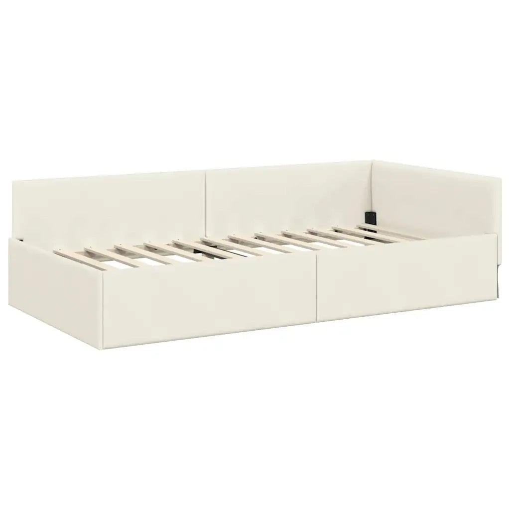 Cornice del letto ad angolo Crema 80 cm x 200 cm Velluto 42016068