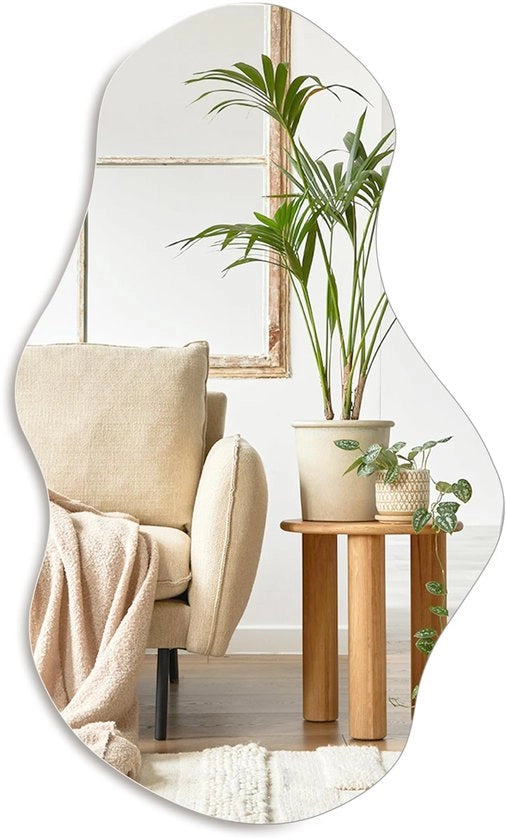 Specchio asimmetrico 89 x 53 cm, specchio onregolare per parete, grande decorazione moderna per soggiorno, bagno, camera da letto, ingresso, specchio a nuvole, senza cornice (89 x 53 cm)