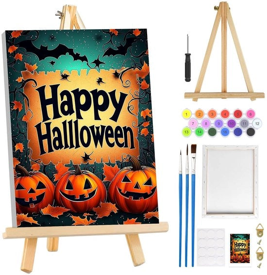 Kit di pittura per adulti - Set di tela - Sedile in legno - Pittura a olio - Inclusi pennelli - Scheda di pittura per hobby