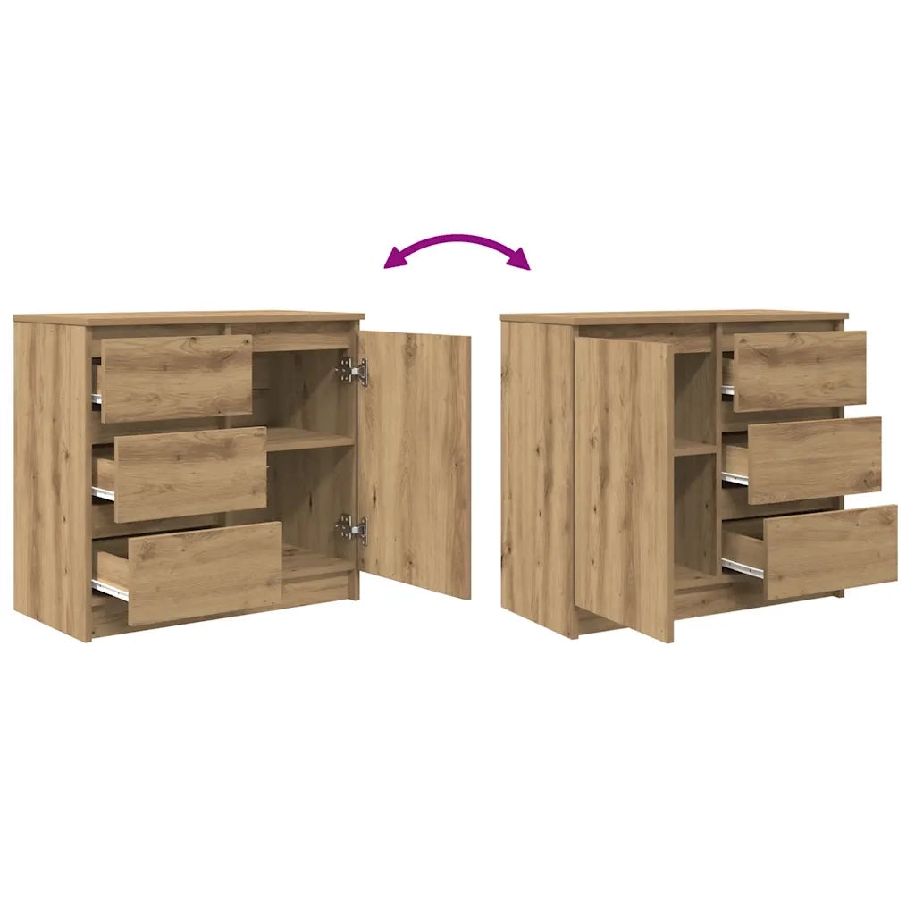 Credenza con Cassetto-Buffet-Armadio da cucina Rovere Artigianale 71x35x65 cm Truciolato 322914