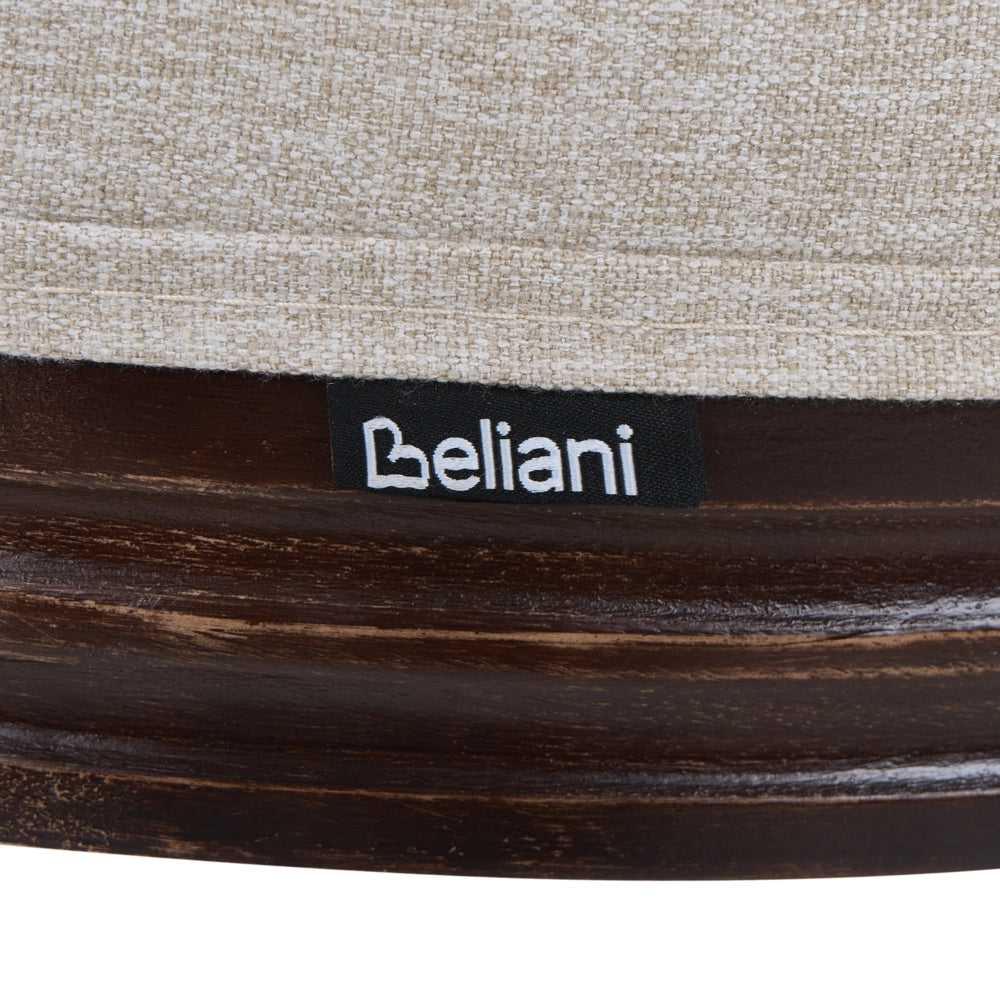 Set di 2 sedie da pranzo con struttura in legno e rivestimento in tessuto marrone scuro e beige in stile country con intreccio viennese