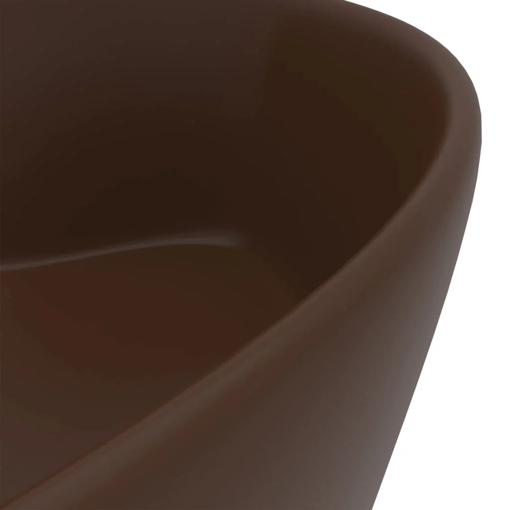 Lavabo con troppopieno 36 x 13 cm ceramica marrone scuro opaco 02_0002781