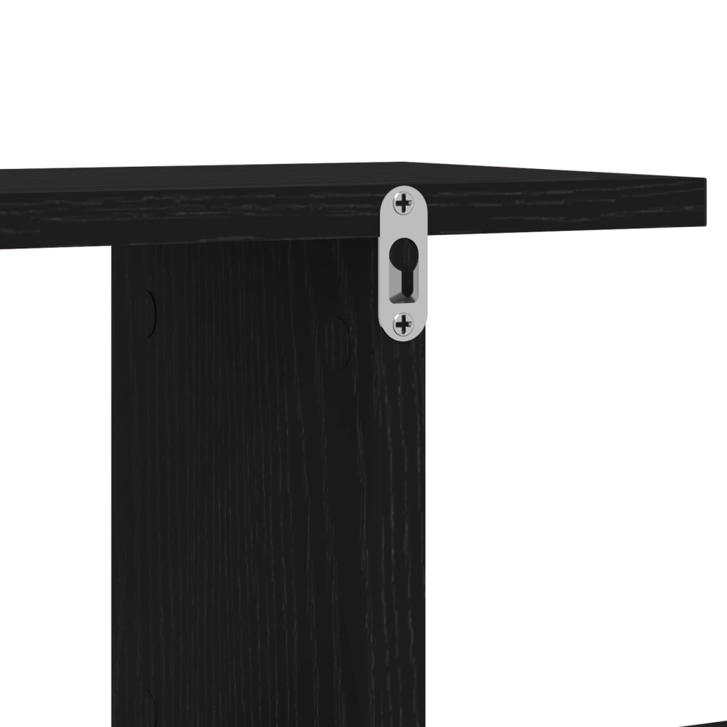Mensola TV da parete  nera in rovere 125x18x23 cm in legno ingegnerizzato