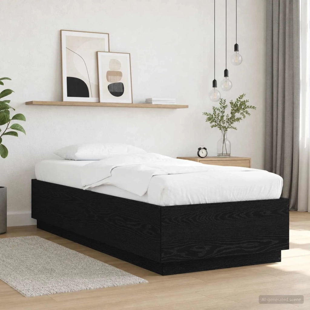 Letto con LED Rovere Nero 80 x 200 cm Legno ingegnerizzato 3429571