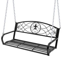 Dondolo 2 Persone Design Classico Catene Incluse da Giardino Acciaio 132 x 63 x 58 cm Nero