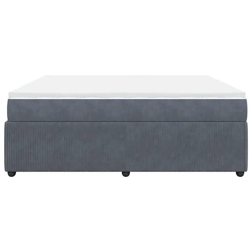Giroletto a Molle con Materasso Grigio Scuro 200x200 cm Velluto