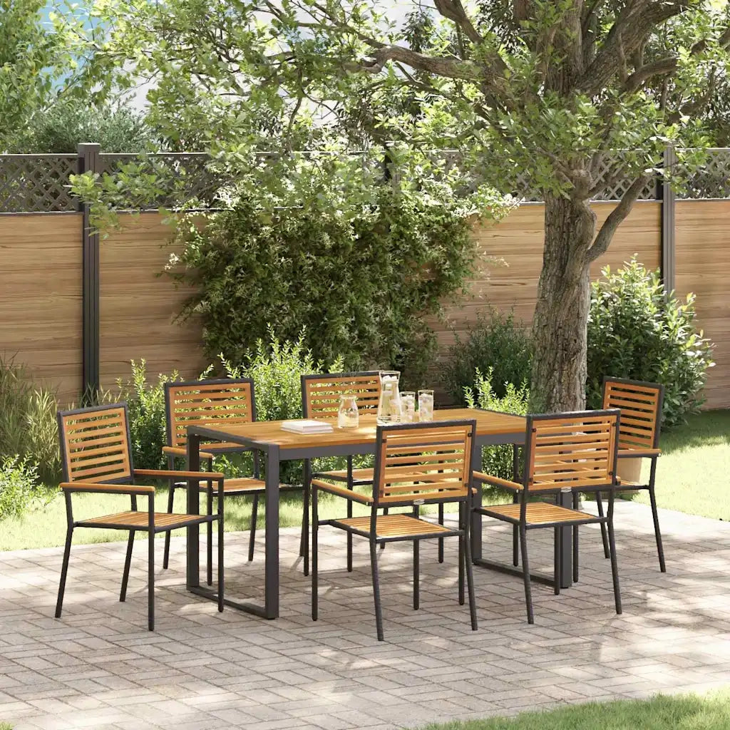 Set da Pranzo per Giardino 7 pcs Nero e Marrone polyrattan 3365478