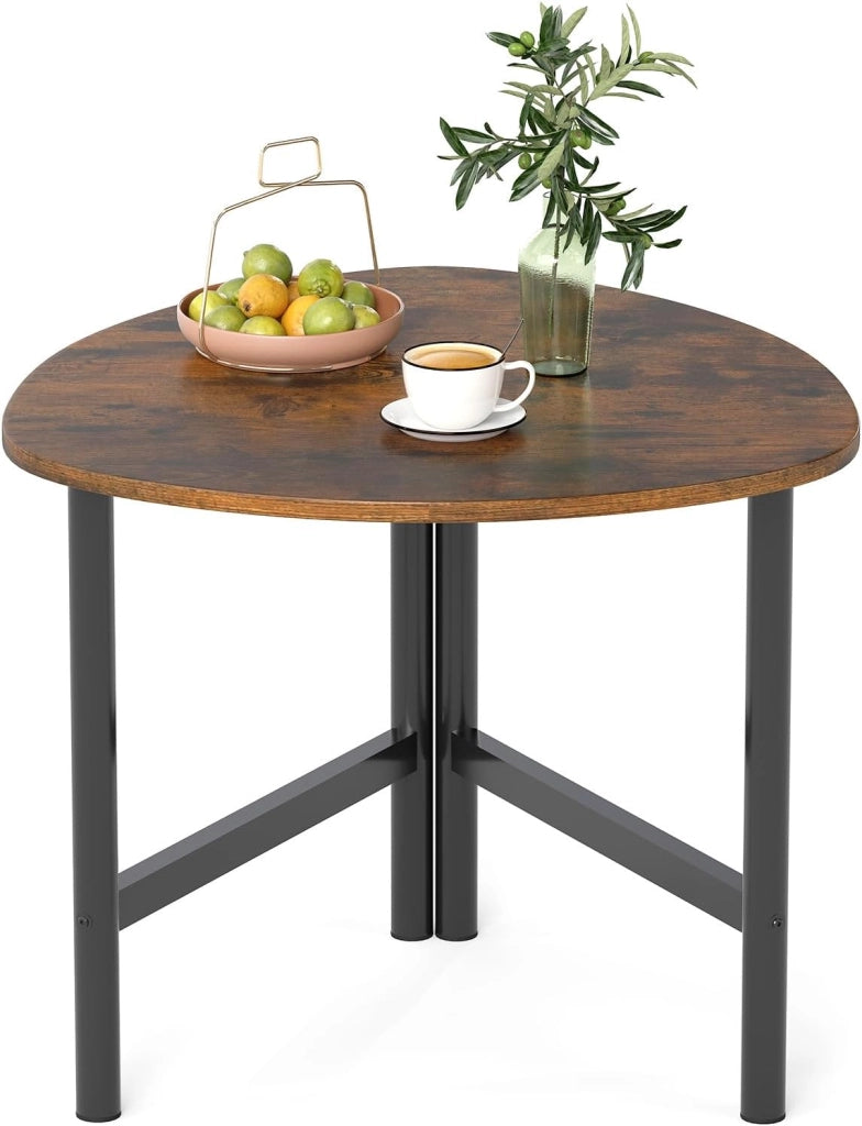 Tavolino da Salotto Triangolare, Tavolino Ovale con Gambe in Metallo, Tavolo Piccolo Industriale e Moderno per Soggiorno, Ufficio e Studio, 60 x 59 x 50 cm (Nero)