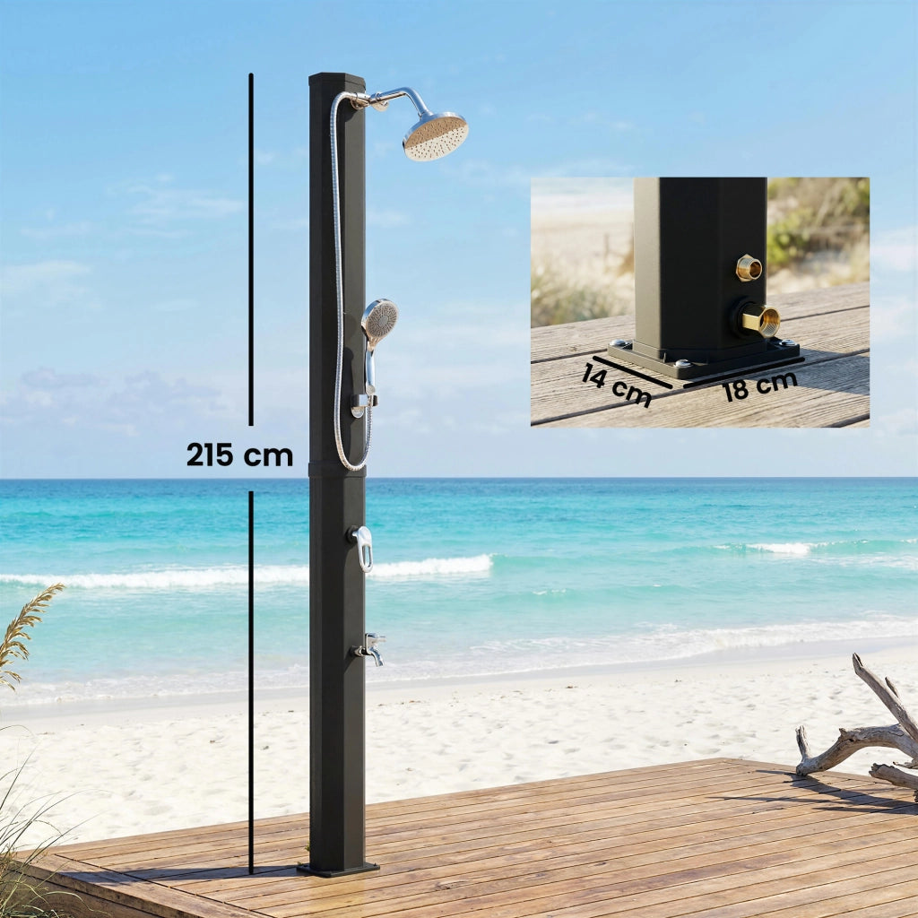 Doccia Solare 35L ¨C Zephmum ¨C Bianco, Acciaio Inox, 2 Soffioni