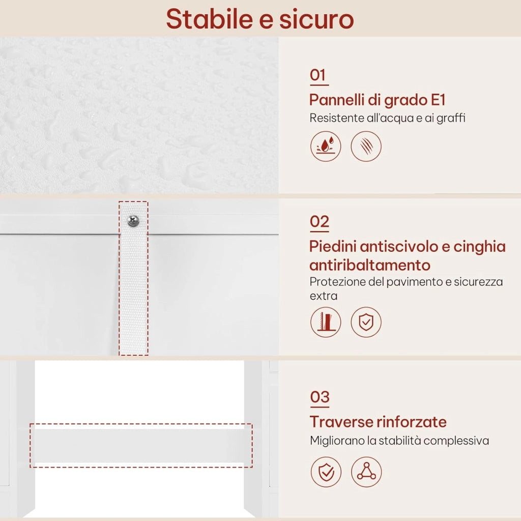 Toeletta Trucco con Specchio LED, Tavolo da Trucco con Sgabello e 4 Cassetti, Luci Regolabili a 3 Colori, Design Moderno Bianco per Camera da Letto