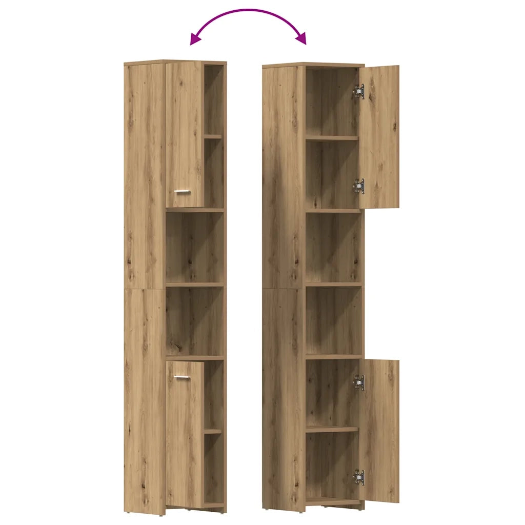 Set Mobili da Bagno 4 pz Rovere Artigianale Legno Multistrato 3328554