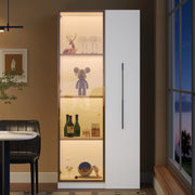 Vetrina moderna 70x40x160 cm con illuminazione LED; vano laterale; in MDF bianco