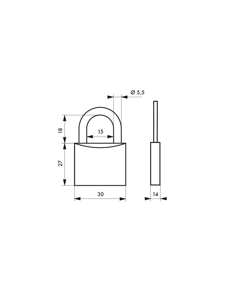 Set di 2 lucchetti Love, ottone, interno, arco in acciaio, 30 mm, lei/lui, 2 chiavi per lucchetto – THIRARD