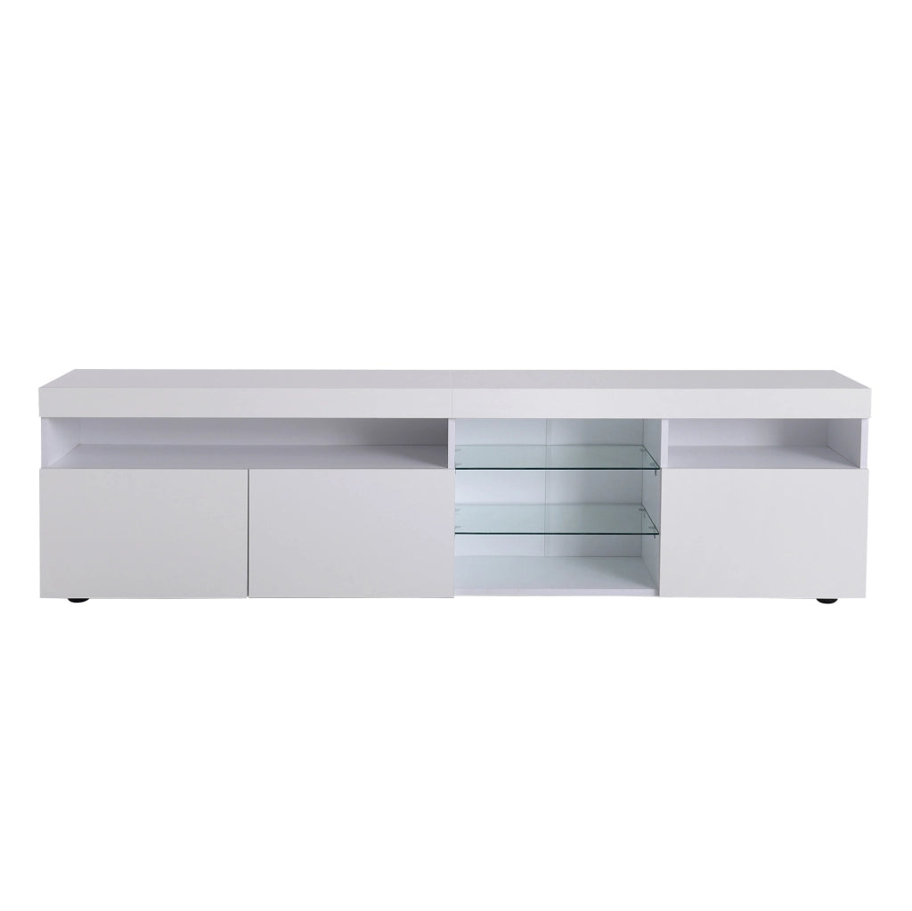 Mobile TV moderno 180 cm bianco lucido con LED a colore variabile