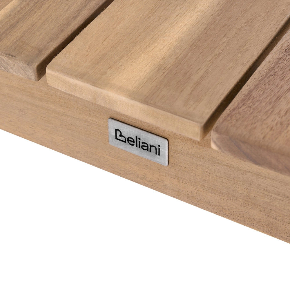 Set da pranzo da esterno composto da tavolo e 8 sedie in legno di acacia color marrone chiaro, con piano rettangolare in stile rustico da giardino
