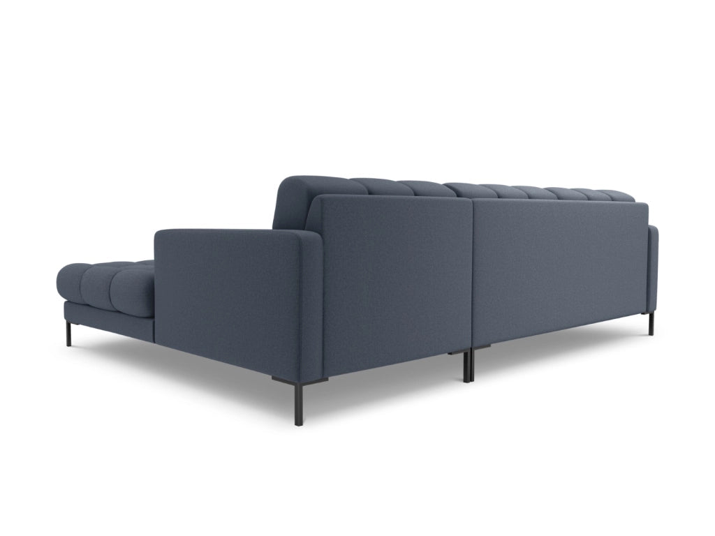 Cosmopolitan Design - Divano angolare destro "Bali" 5 posti in tessuto strutturato blu scuro 