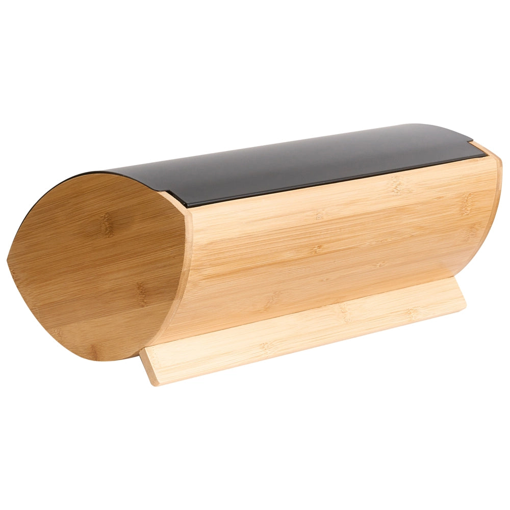 Portapane in bambù nero 36 x 25 x 16 cm decorativo con coperchio in metallo Cucina scandinava moderna
