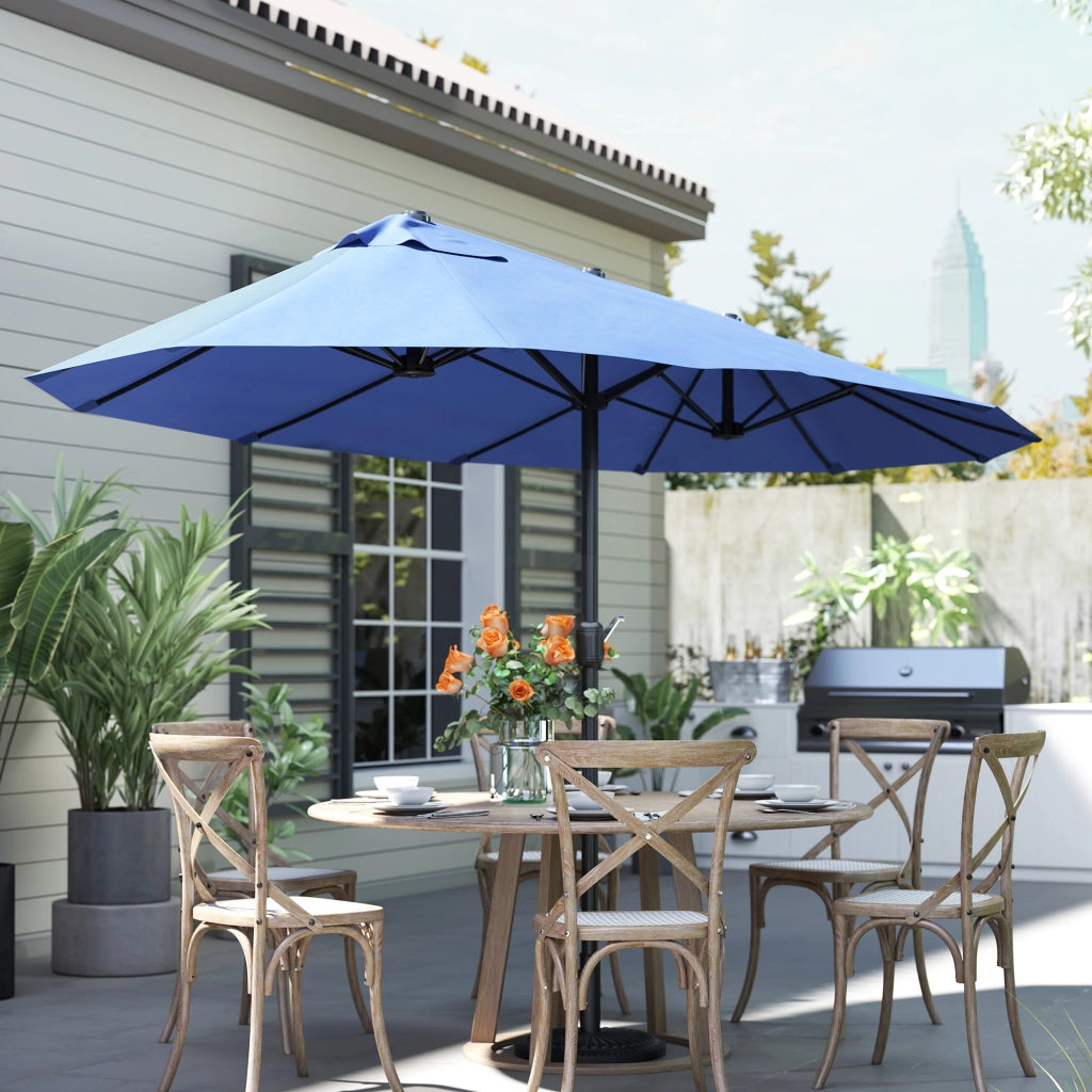 Sonnenschirm da balcone con manovella ¨C zephmum ¨C 455x265 cm, blu
