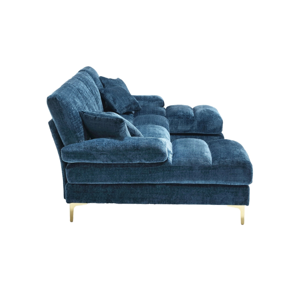 Divano ad U Angolare Chenille 3 Posti con Chaise Longue ¨C MINIMAL ¨C Grigio/Beige