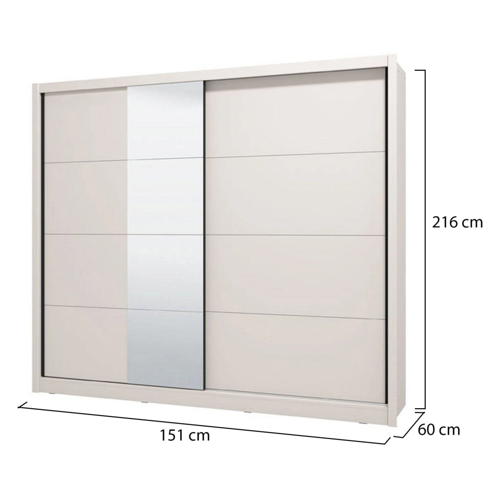 Armadio Camera da Letto Pedavena, Guardaroba Grande Appendiabiti, 251x215.5h cm Bianco Beige