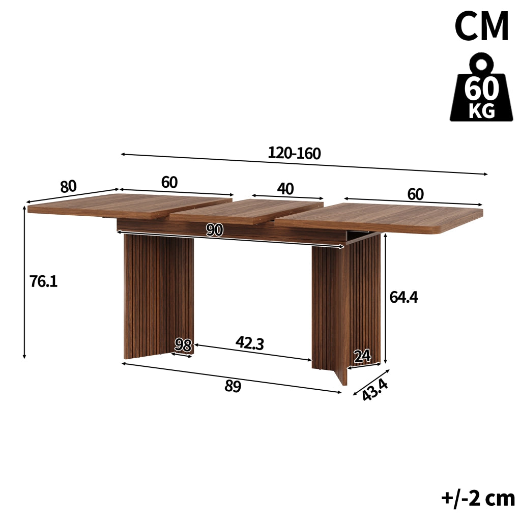 Tavolo da pranzo 120x80x76.1 cm allungabile in MDF marrone