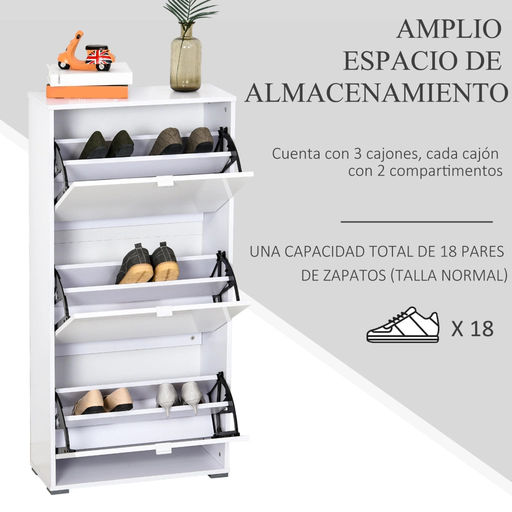 Armadio per Scarpe con 3 Cassetti ¨C zephmum ¨C Bianco 60x26x124 cm