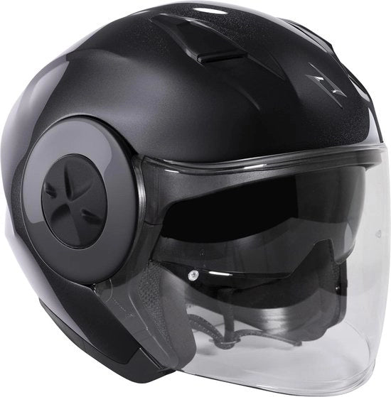 Casco da motocicletta XL nero tendenza metallo - stile jet