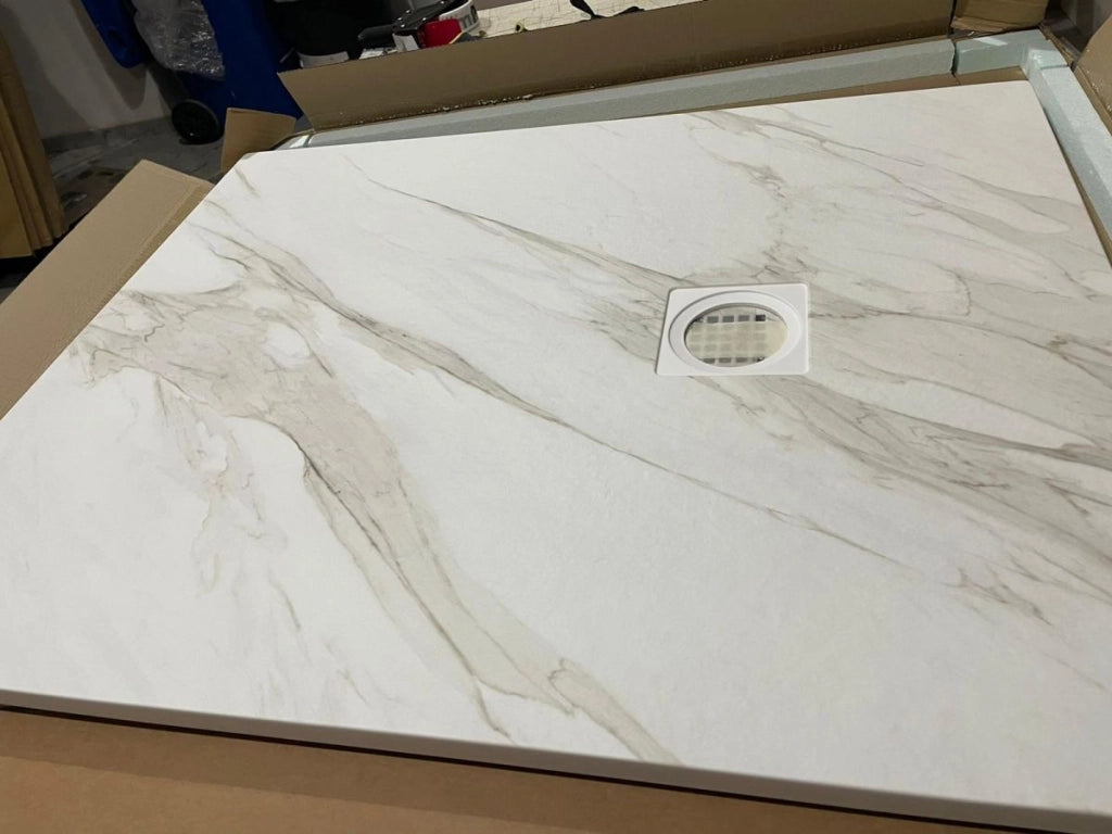 Piatto doccia in pietra SOLIDSTONE alto 2.8cm - MARMO BIANCO - Misura: 70x90 x 2,8h