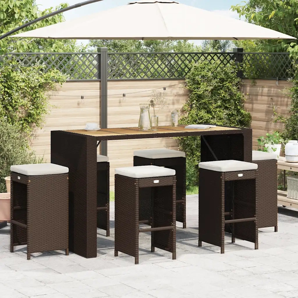Sgabelli Bar da Giardino con Cuscini 6 pz Marroni in Polyrattan CFW1601602