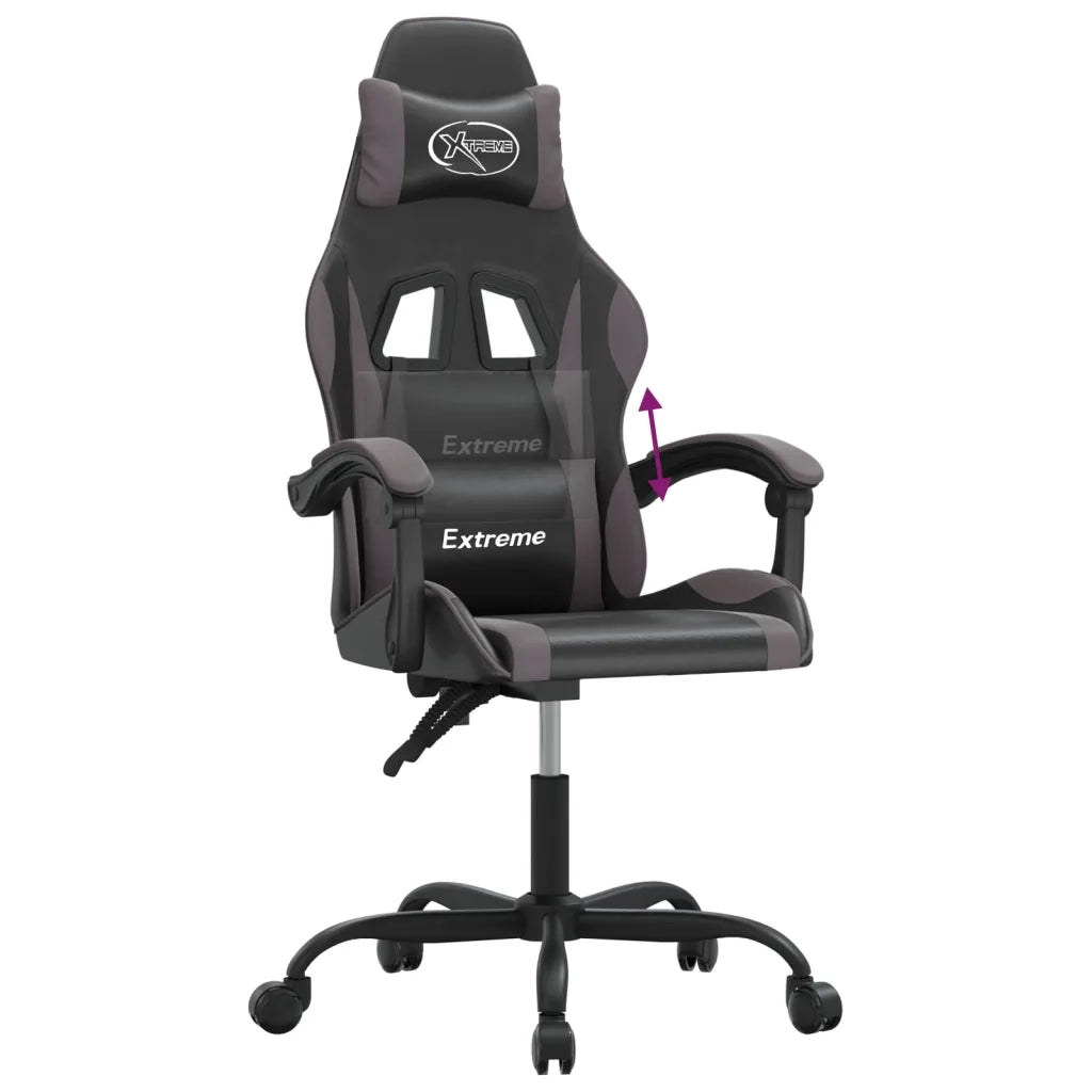 Sedia da Gaming Nera e Grigia in Similpelle