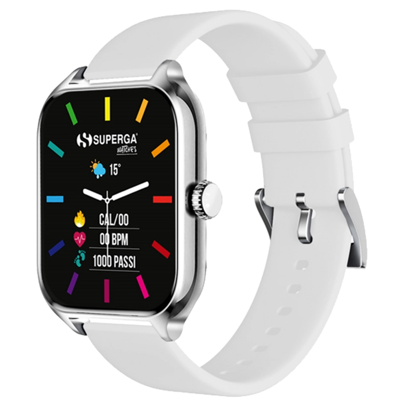Smartwatch superga alluminio silver quadrata silicone white swt-stc011