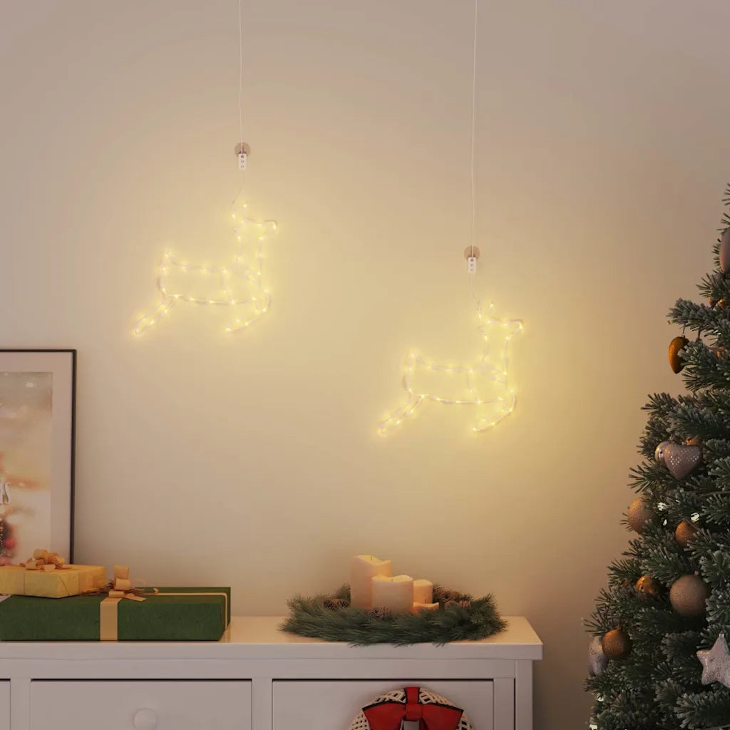 Luci di Natale Silhouette di Renna 2 pz 35 LED Bianco Caldo 4019594