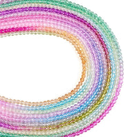 10 corone di vetro cristallo lucidata a faccette, 3 mm, sfere tonalità gradiente, cristallo di vetro, corone singole per artigianato DIY, creare collane e accessori per orologio.