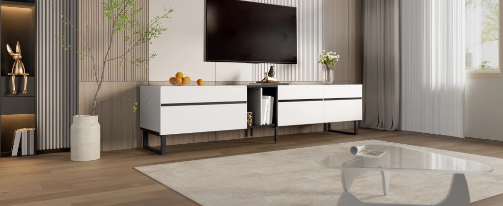 Cassettiera TV bianca in truciolare lunghezza 180 cm