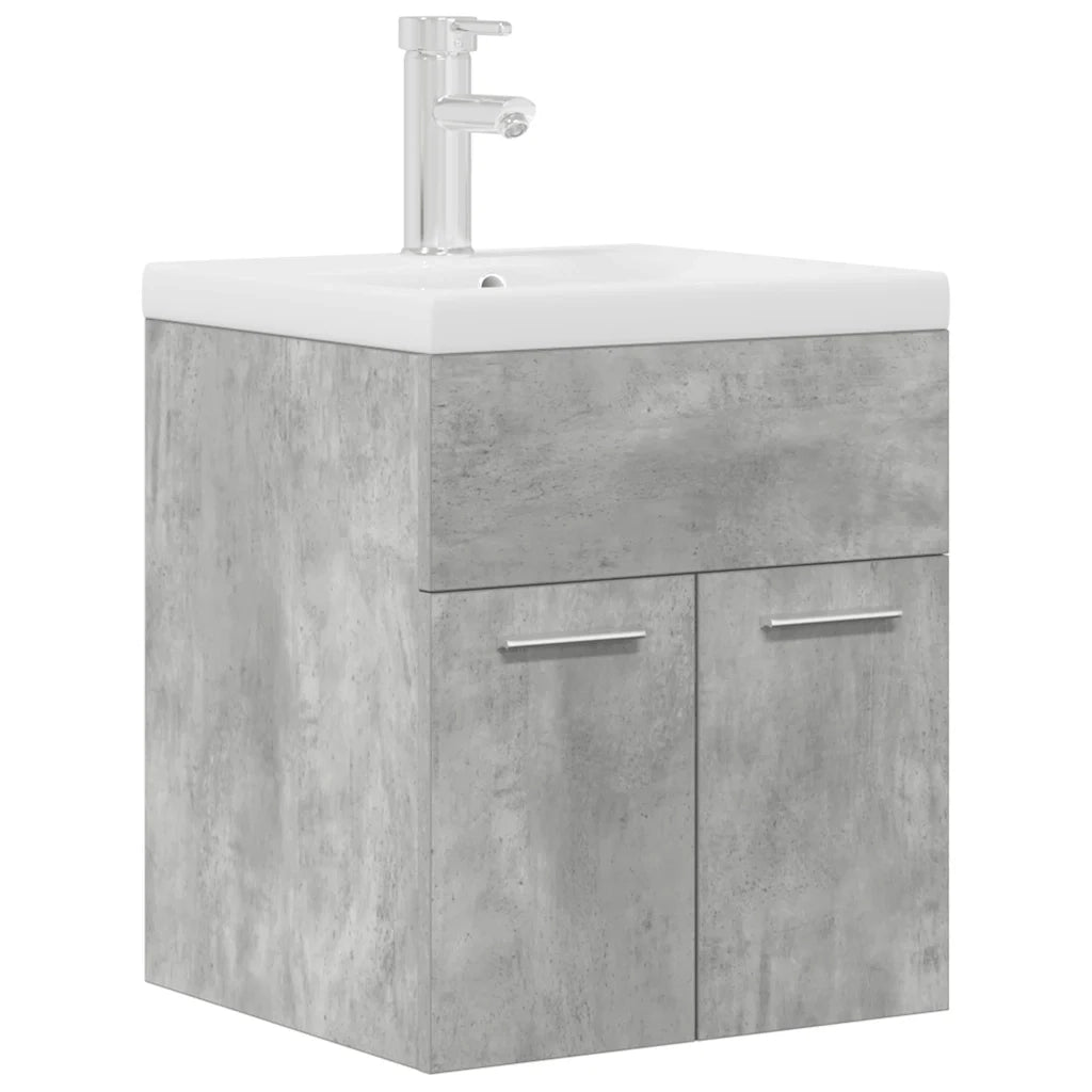 Mobile da Bagno con Lavabo Integrato e Rubinetto-Armadietto da bagno con Lavandino Grigio Cemento 338021