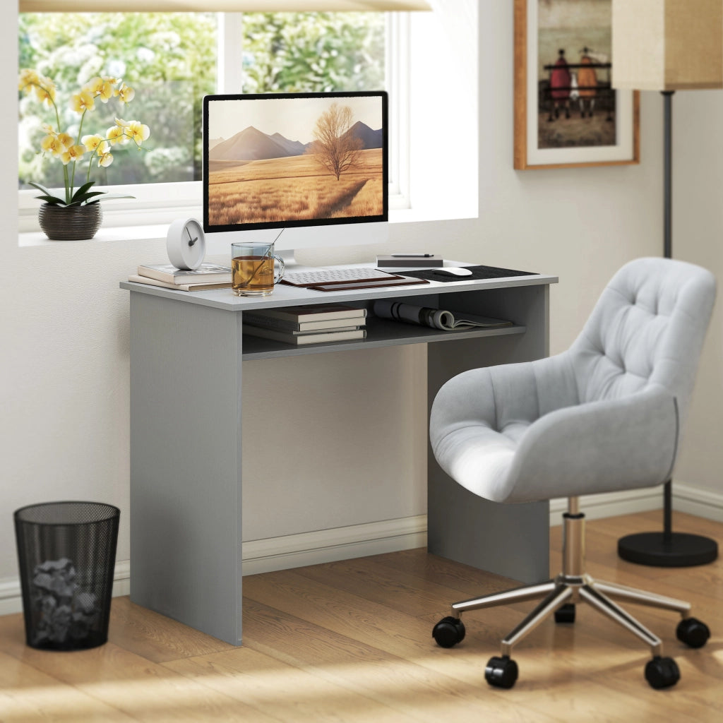 Scrivania computer compatta con ripiano ¨C Xylo ¨C grigio 90x50x74 cm