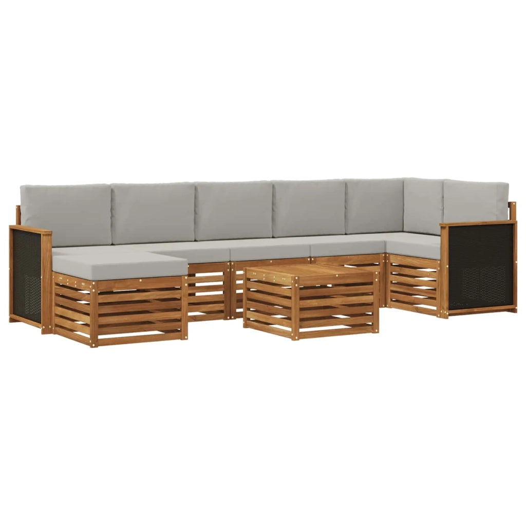 Set di divani da esterno 7 pz Naturale e Grigio Chiaro 3384642