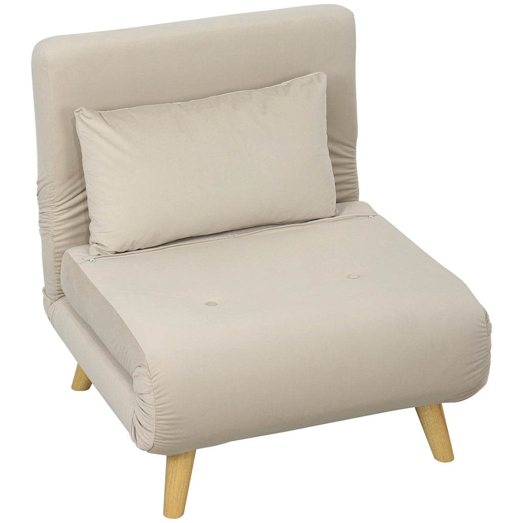 Poltrona letto imbottita ¨C zephmum ¨C beige, velluto, regolabile