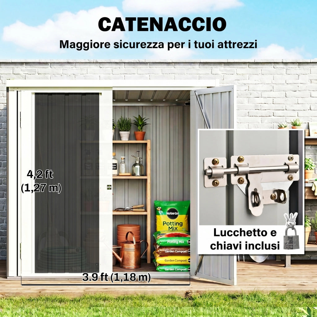 Casetta Giardino Acciaio Doppia Porta ¨C zephmum ¨C Nero Bianco 147x86x134