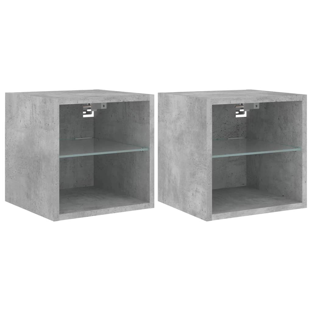 Mobili TV a Parete con Luci LED 2pz Grigio Cemento 30x28,5x30cmcod mxl 86123