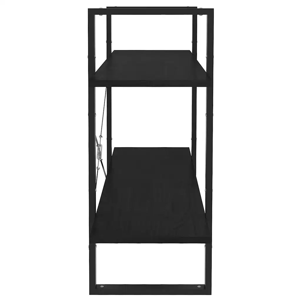 Libreria a 2 Ripiani-Scaffale per Libri-Mobile di Stoccaggio Nera 100x30x70 cm in Massello di Pino
